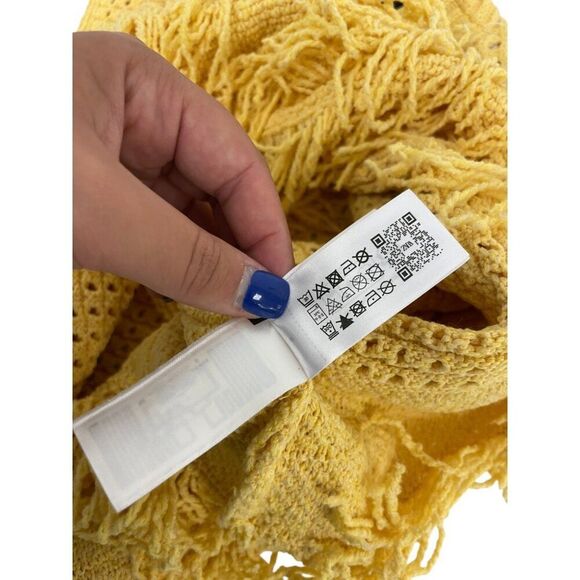 Zara Womens Sweater Top S Small Yellow Fringed Knit Sleeveless 4331/027 NWOT - Picture 9 of 13